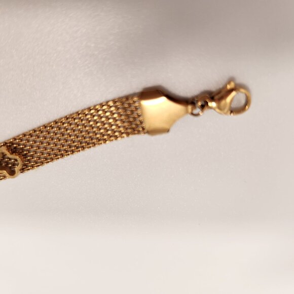 New mesh bracelet with flower and clover designer inspired18K gold plated - Picture 7 of 10